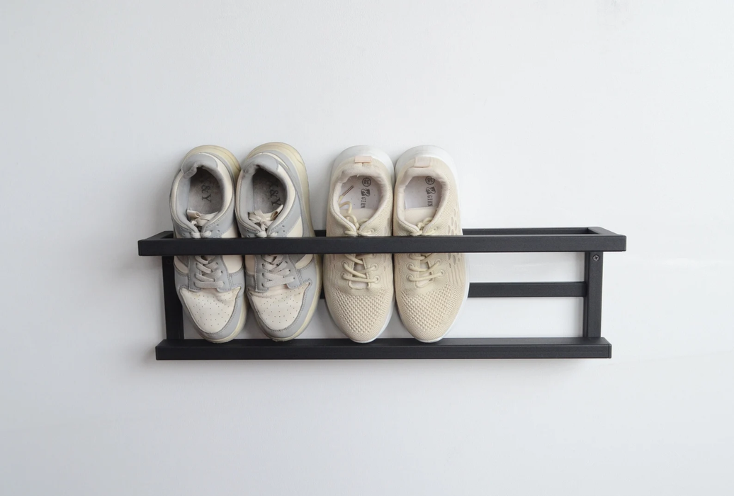 Entryway metal wall mounted shoe storage