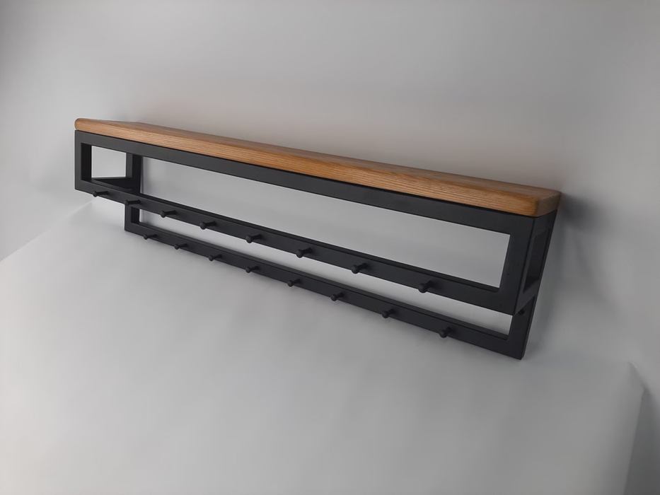 Wooden and metal clothing hanger rack