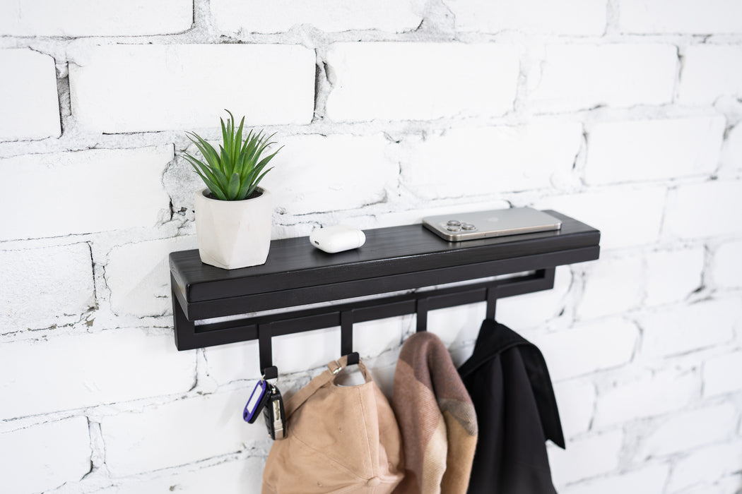 Entryway wall mounted coat rack with hooks