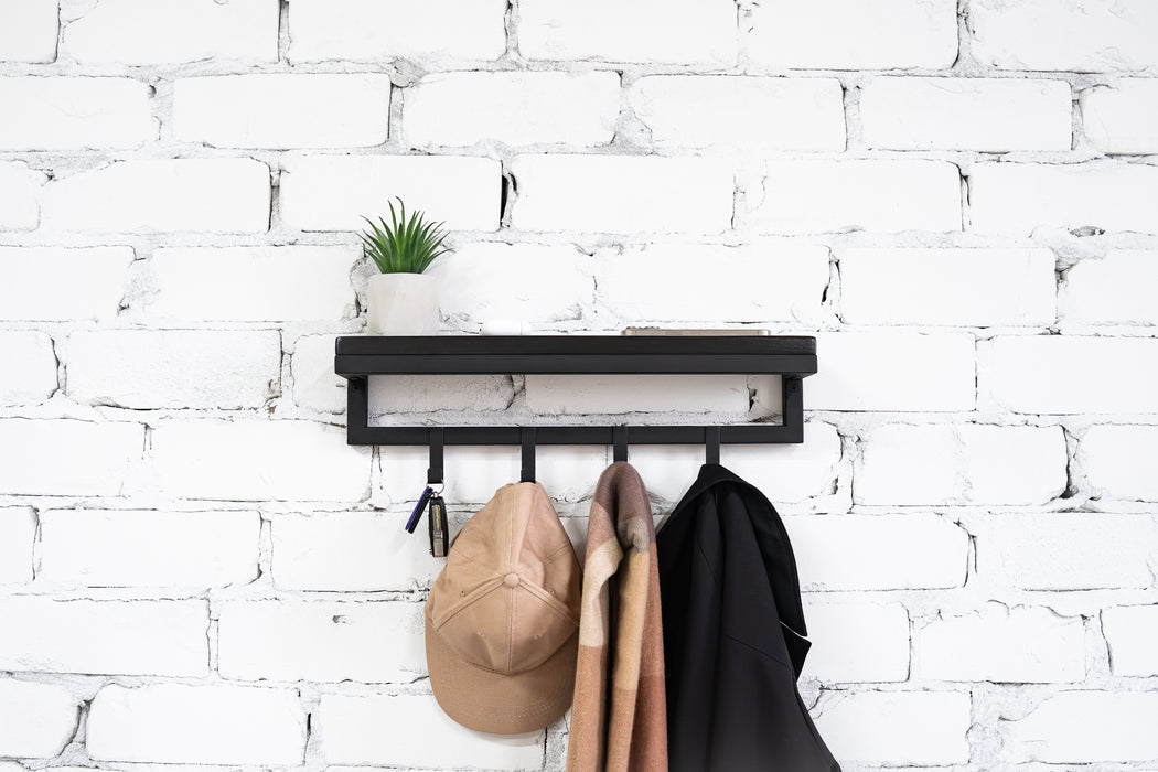 Entryway wall mounted coat rack with hooks