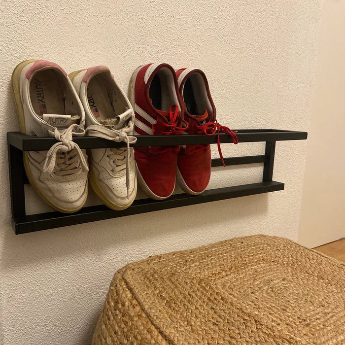 Entryway metal wall mounted shoe storage