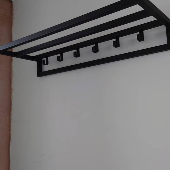 Metal Wall Mount Coat Rack with Shelf – Industrial Entryway Organizer