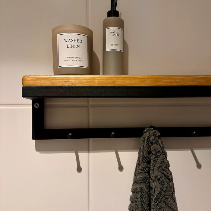 Handmade Metal Wall Coat Rack with Shelf – Industrial Entryway Organizer